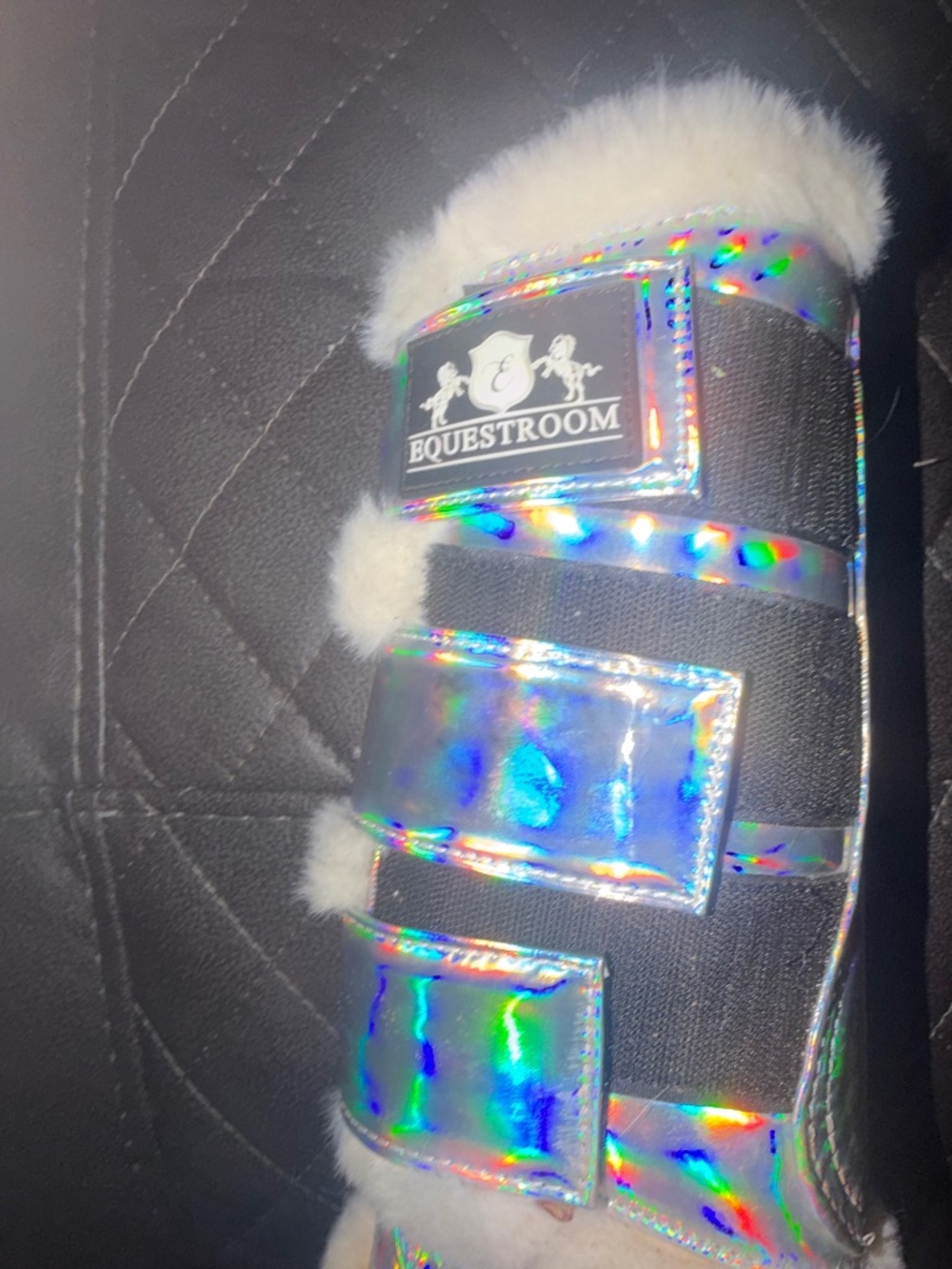 Equestroom holographic design with faux fur